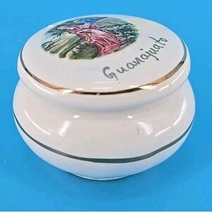 Vintage Limoges Porcelain Trinket/Jewelry Box with‎ Lid Round Guanajuato Signed